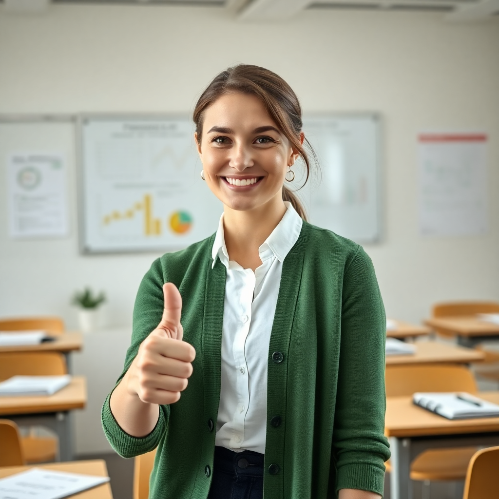 Kristīne Vītola showing a thumbs up