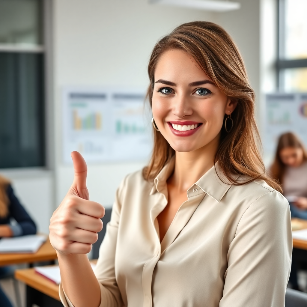 Ilze Kalniņa showing a thumbs up