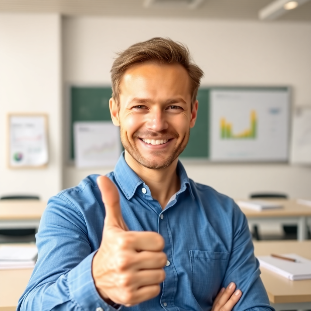 Mārtiņš Ozols showing a thumbs up